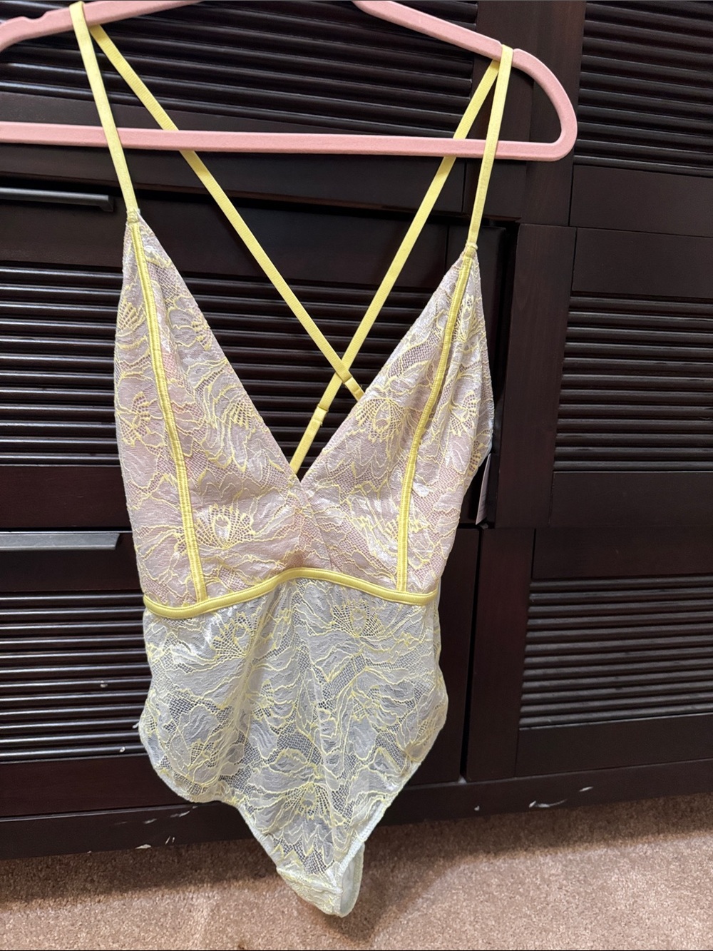 Auden Pastel Lace Strappy V-Neck Bodysuit